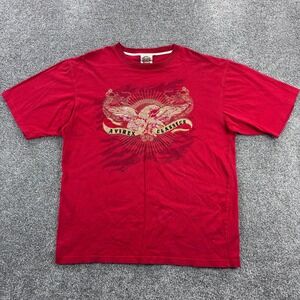 Vintage Y2k Avirex Shirt Mens XL Red Eagle Gold Eagle Cyber Grunge Jesse Pinkman
